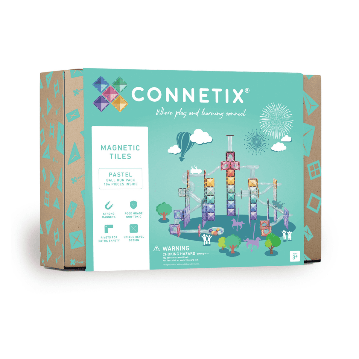 Connetix 106 vnt. Connetix pastelinis rutuliukų trasos rinkinys - Pastel Ball Run Pack - Uogų kopos