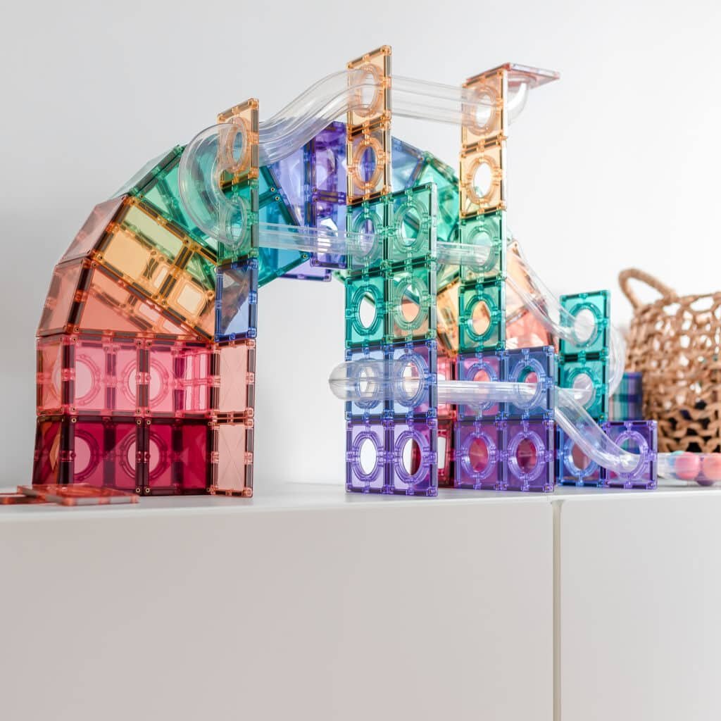 Connetix 106 vnt. Connetix pastelinis rutuliukų trasos rinkinys - Pastel Ball Run Pack - Uogų kopos