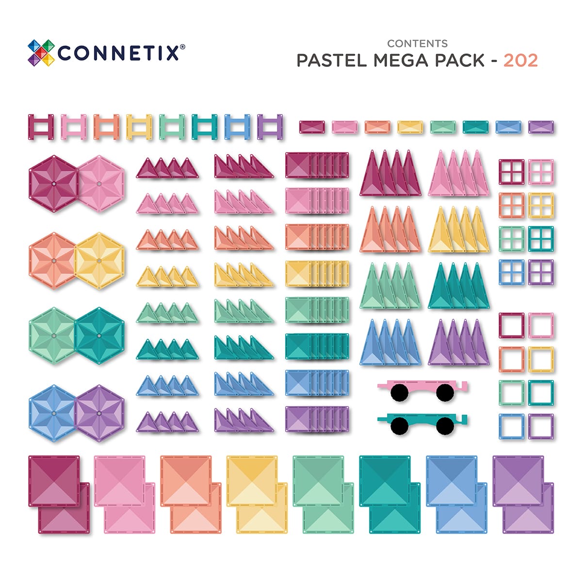 Connetix 202 vnt. Connetix pastelinis Mega rinkinys - Pastel Mega Pack - Uogų kopos