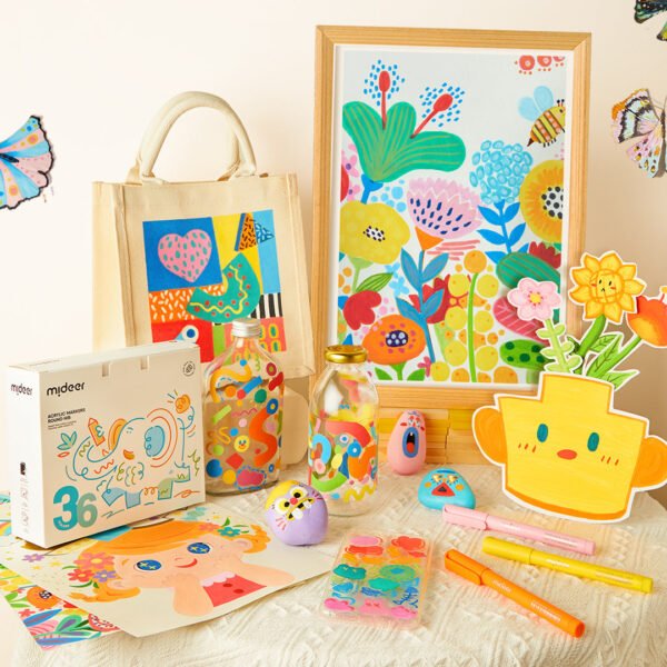 Mideer Akriliniai markeriai flomasteriai – 12 spalvų - Uogų kopos