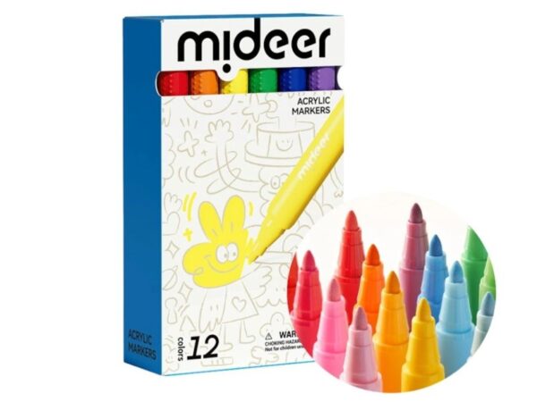 Mideer Akriliniai markeriai flomasteriai – 12 spalvų - Uogų kopos