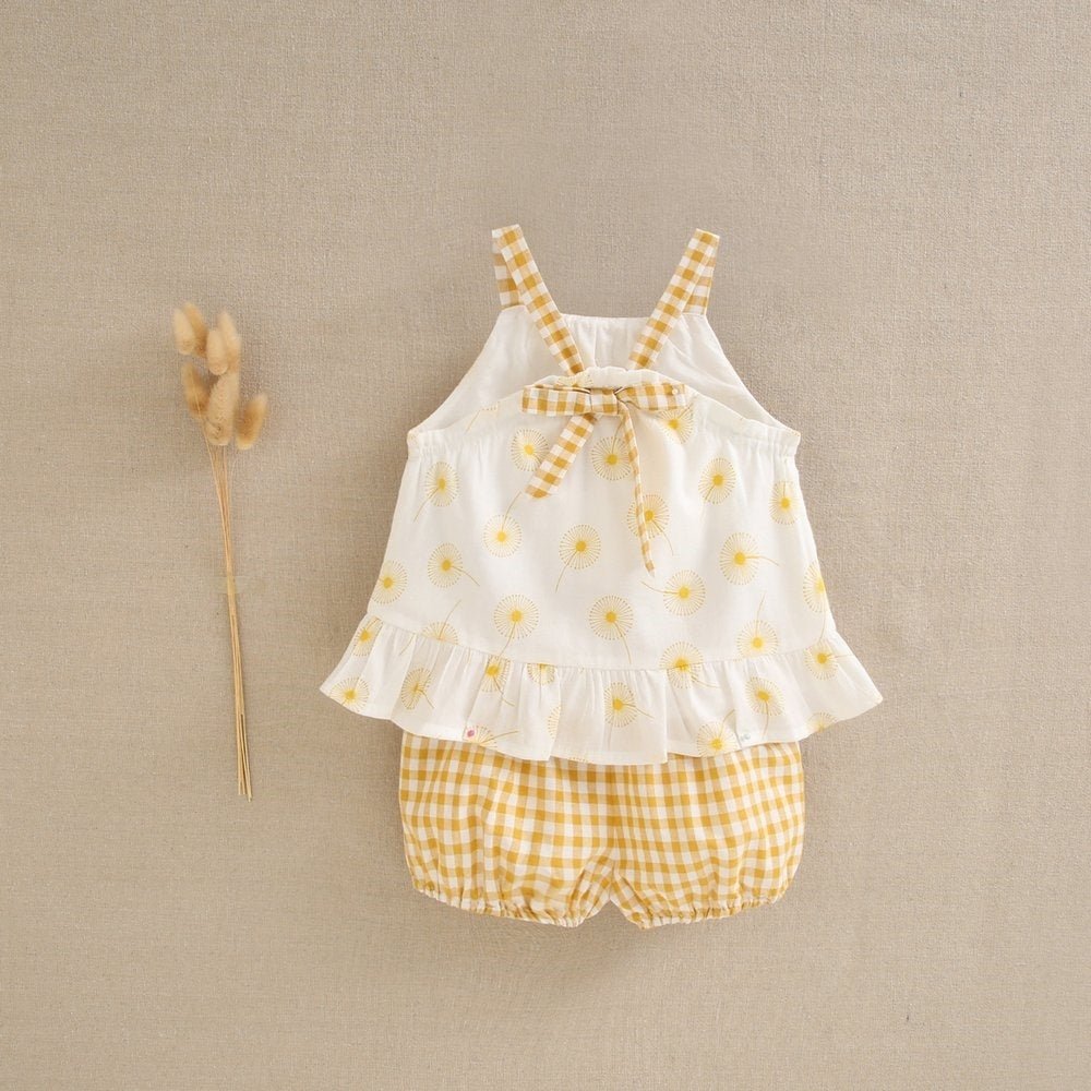 Dadati Baltai geltonos palaidinukės ir šortukų komplektas - Uogų kopos