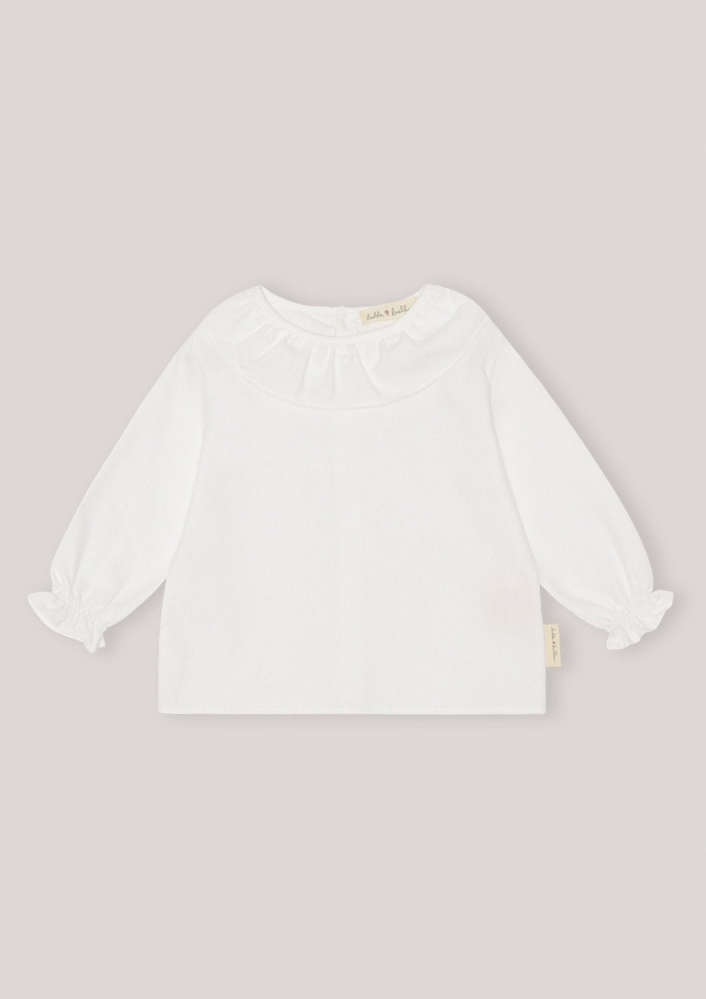 Bobbi Balloon Balti marškinėlikai - Klostuota apykaklė - Uogų kopos