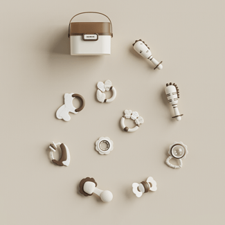 HEORSHE Barškučių ir kramtukų rinkinys, 10 vnt. - Uogų kopos