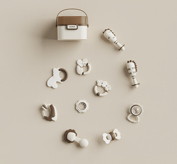 HEORSHE Barškučių ir kramtukų rinkinys, 10 vnt. - Uogų kopos