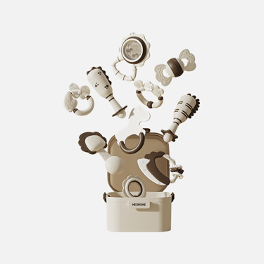 HEORSHE Barškučių ir kramtukų rinkinys, 10 vnt. - Uogų kopos