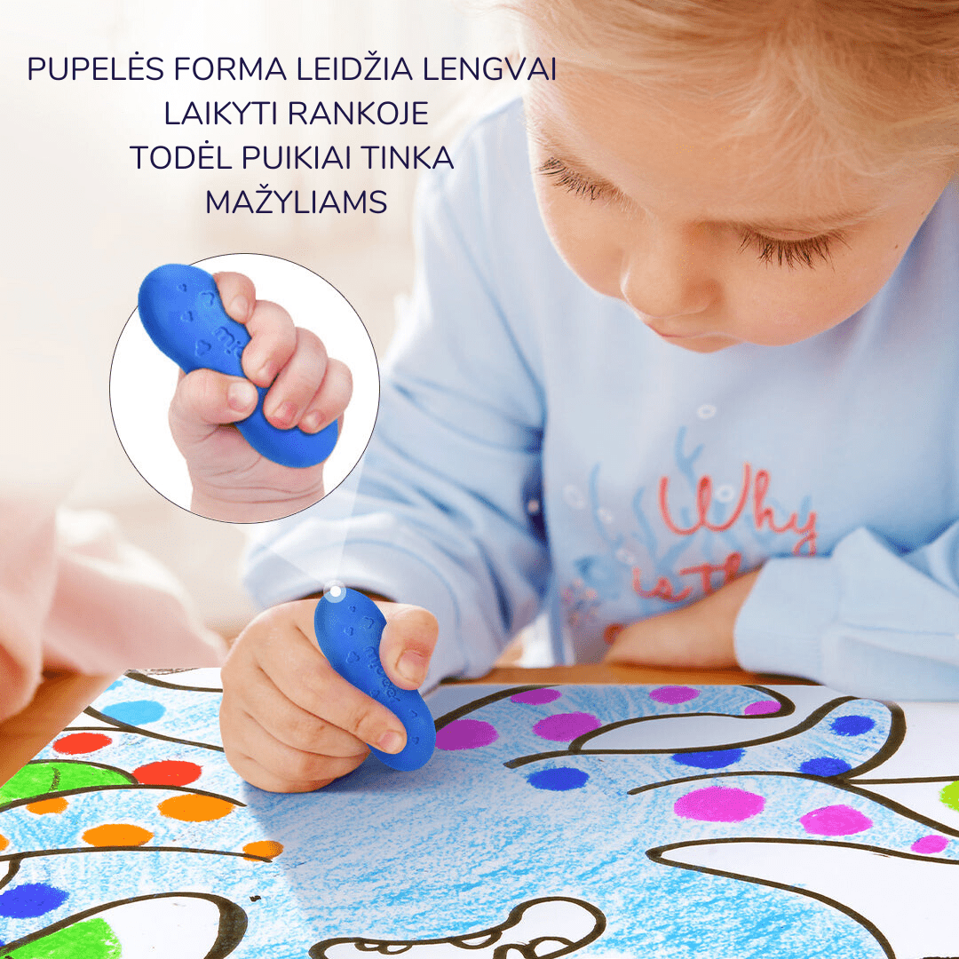 Mideer Bičių vaško kreidelės "Pupelės" - 8 spalvos - Uogų kopos