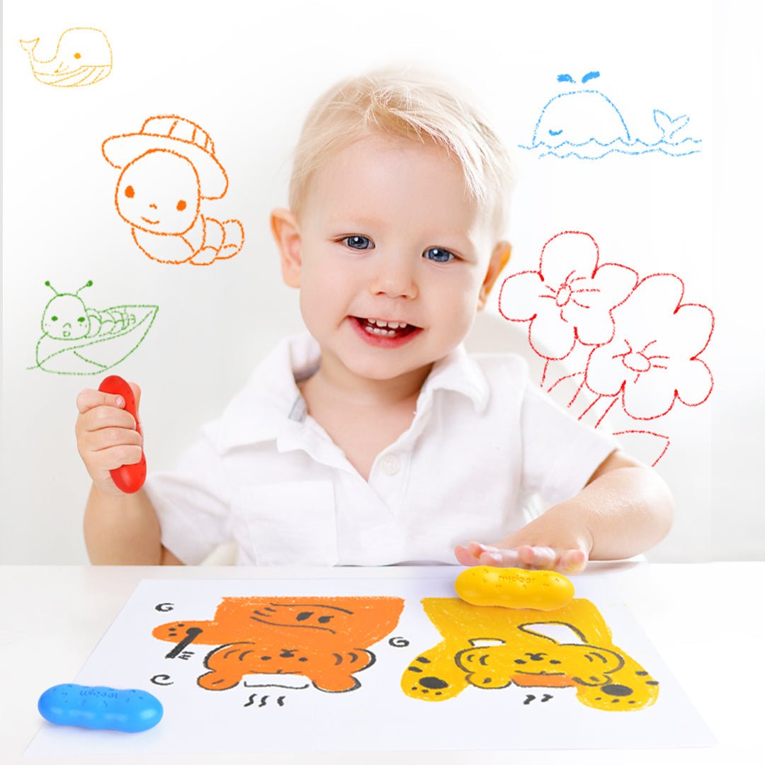 Mideer Bičių vaško kreidelės "Pupelės" - 8 spalvos - Uogų kopos