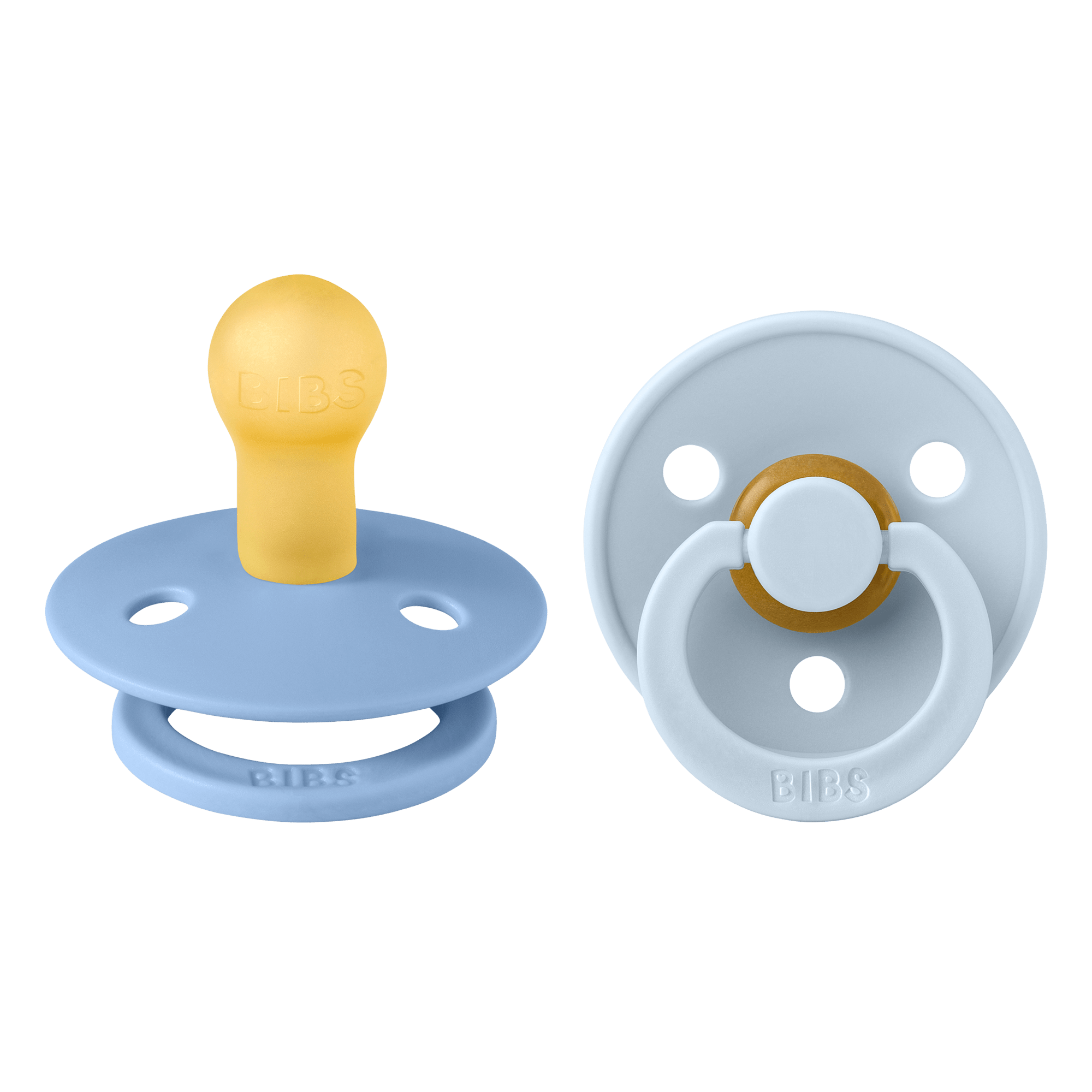 BIBS Colour apvalūs čiulptukai 2vnt. - Sky Blue/Baby Blue - Uogų kopos