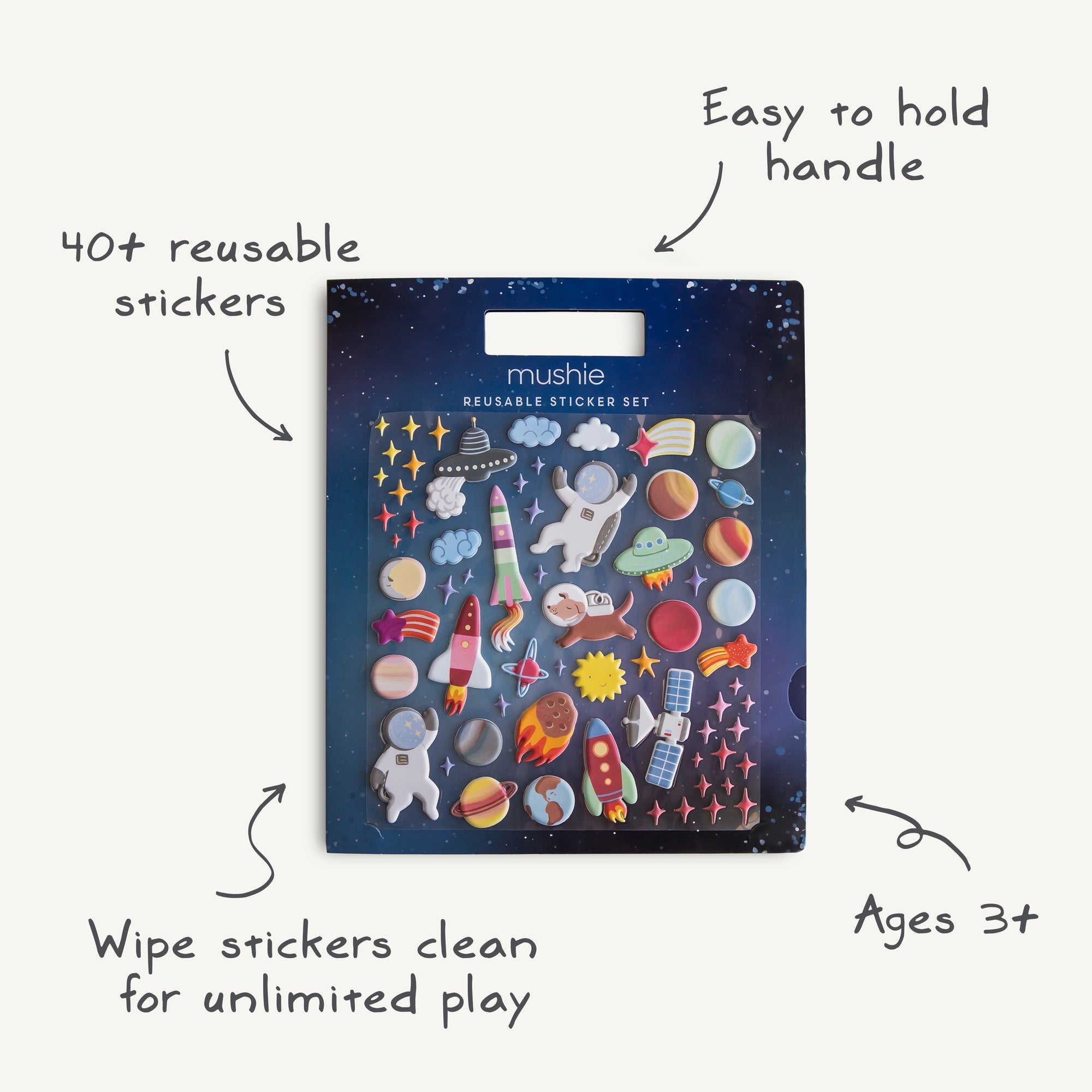 Mushie Daugkartinių lipdukų rinkinys - Kosmosas - Uogų kopos