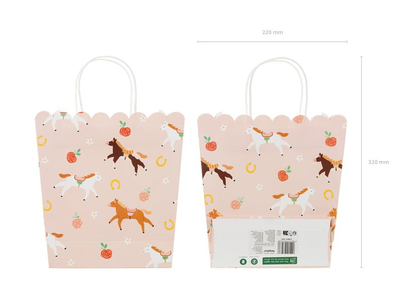 PartyDeco Dovanų maišelis „Arkliai“, 23 x 22 x 8,5 cm - Uogų kopos