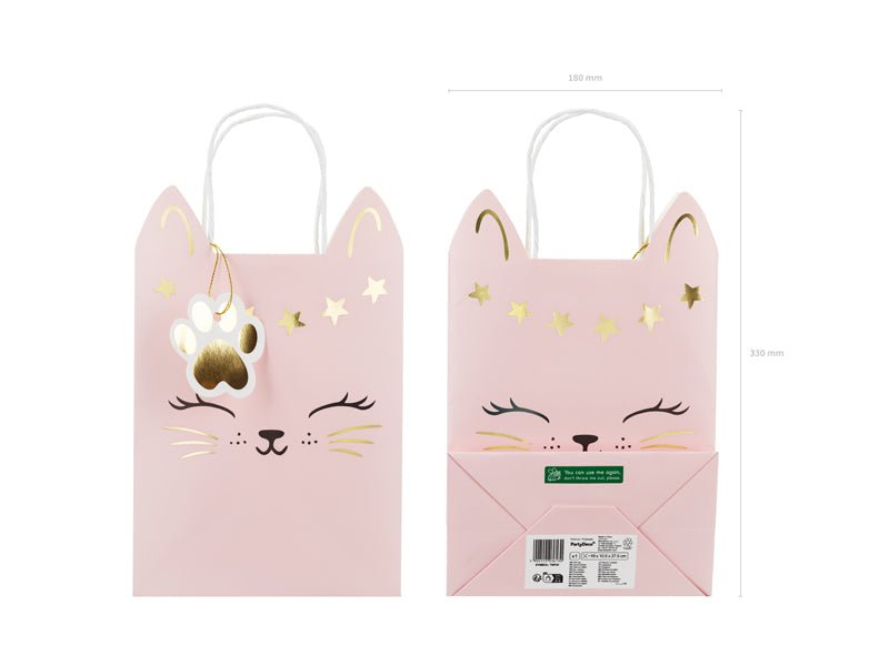 PartyDeco Dovanų maišelis „Katytė“, 18 x 10,5 x 27,5 cm - Uogų kopos