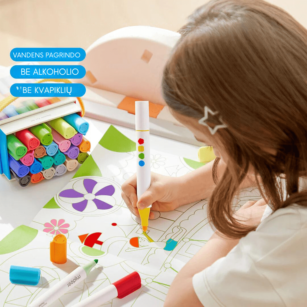 Mideer Dvipusiai nuplaunami markeriai / flomasteriai - 36 spalvos - Uogų kopos