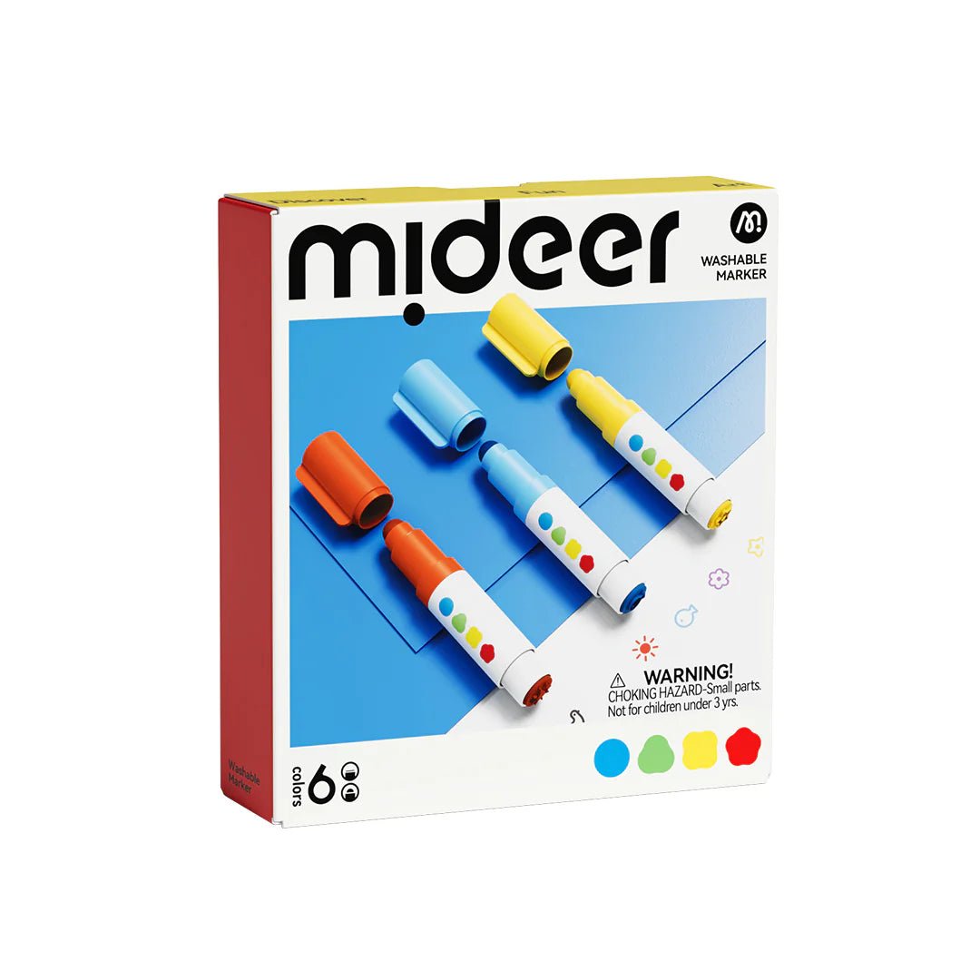 Mideer Dvipusis nuplaunamas markeris - Apvalus galas ir antspaudas - 6 spalvos - Uogų kopos