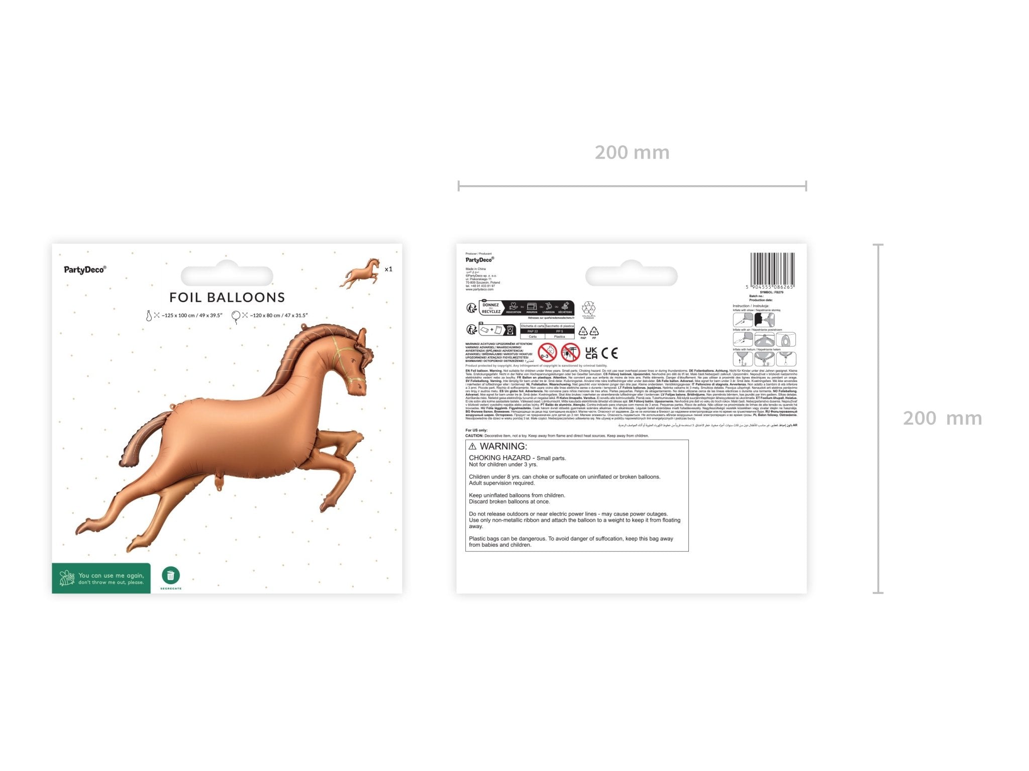 PartyDeco Folinis balionas 125x100 cm - Horse - Uogų kopos