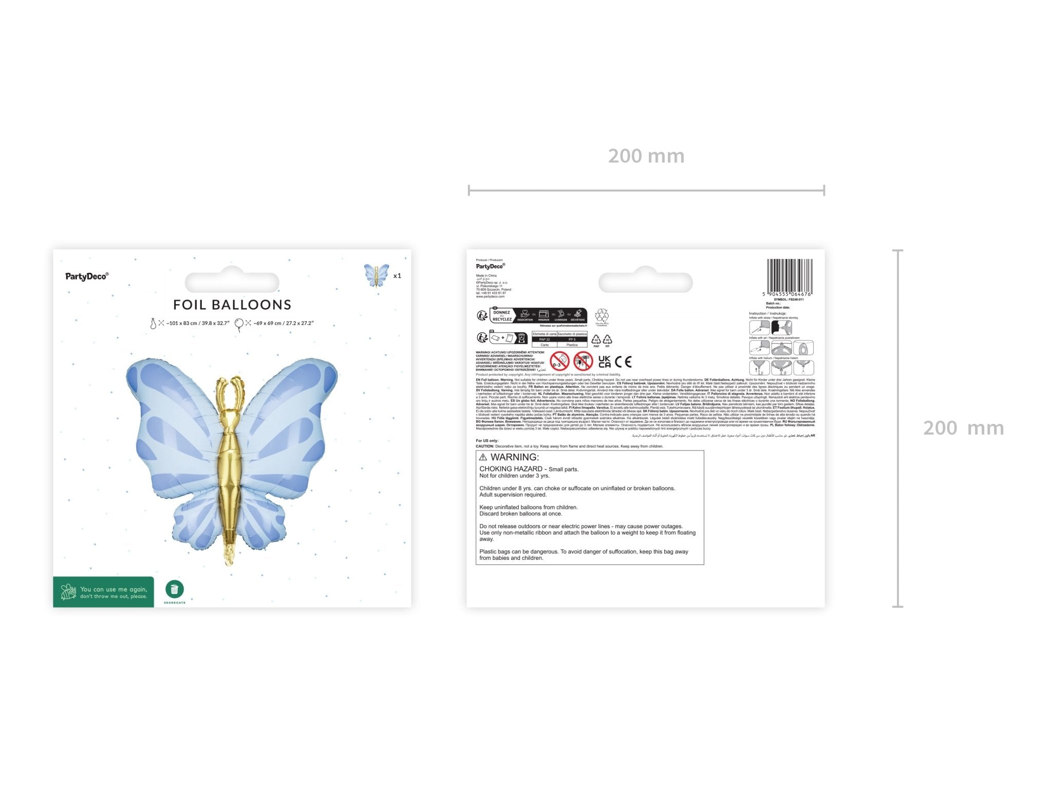 PartyDeco Folinis balionas „Drugelis“, 69 cm - Uogų kopos