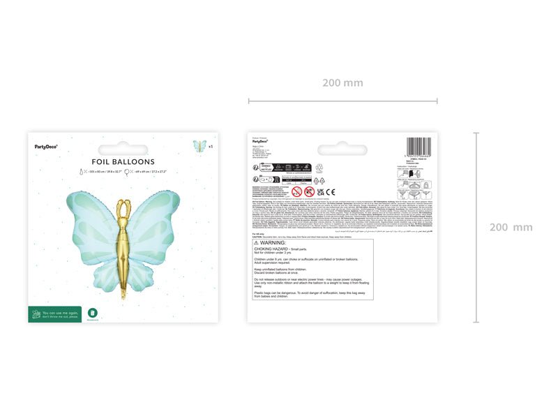 PartyDeco Folinis balionas „Drugelis“, 69x69 cm - Žalia - Uogų kopos