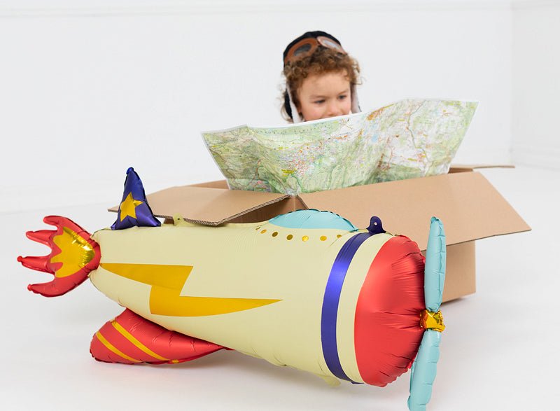 PartyDeco Folinis balionas „Lėktuvas“ 91x39 cm - Uogų kopos