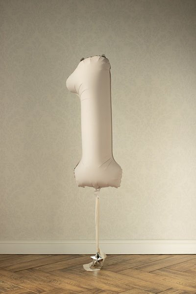 PartyDeco Folinis balionas „Skaičius 1“, 86 cm - Smėlinė - Uogų kopos