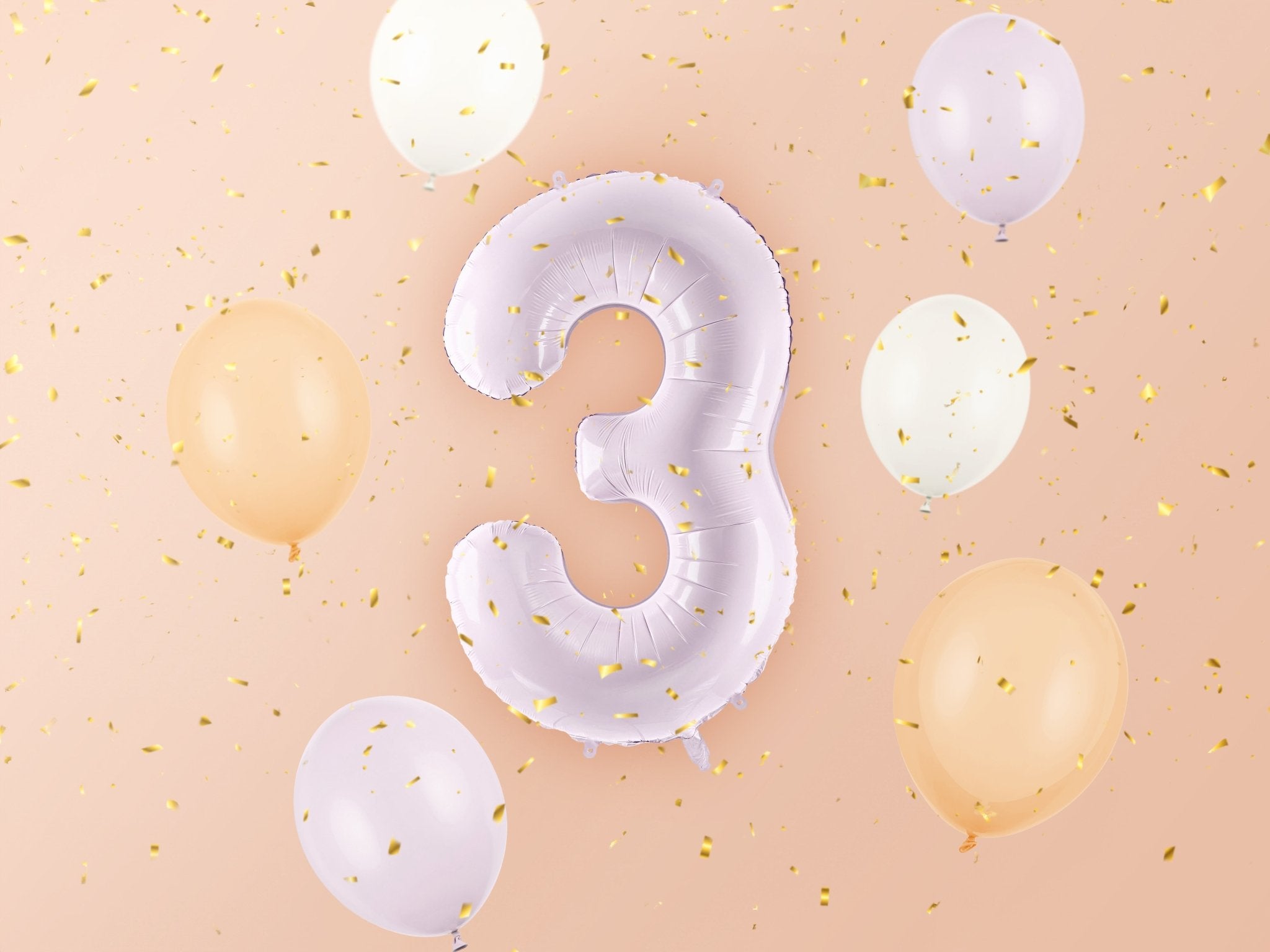 PartyDeco Folinis balionas skaičius „3" 72cm - Purple - Uogų kopos