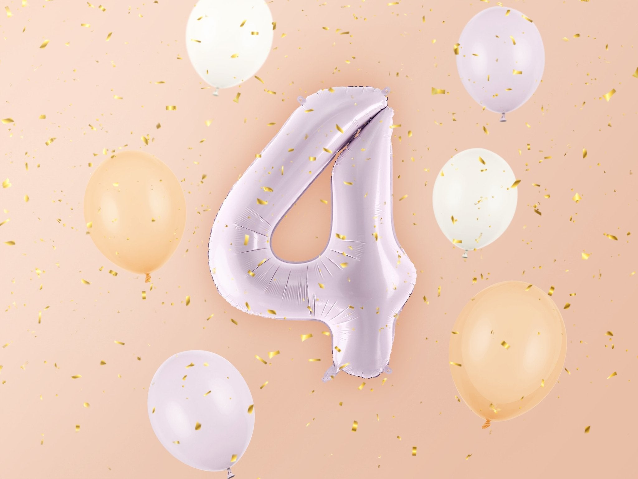 PartyDeco Folinis balionas skaičius „4" 72cm - Purple - Uogų kopos