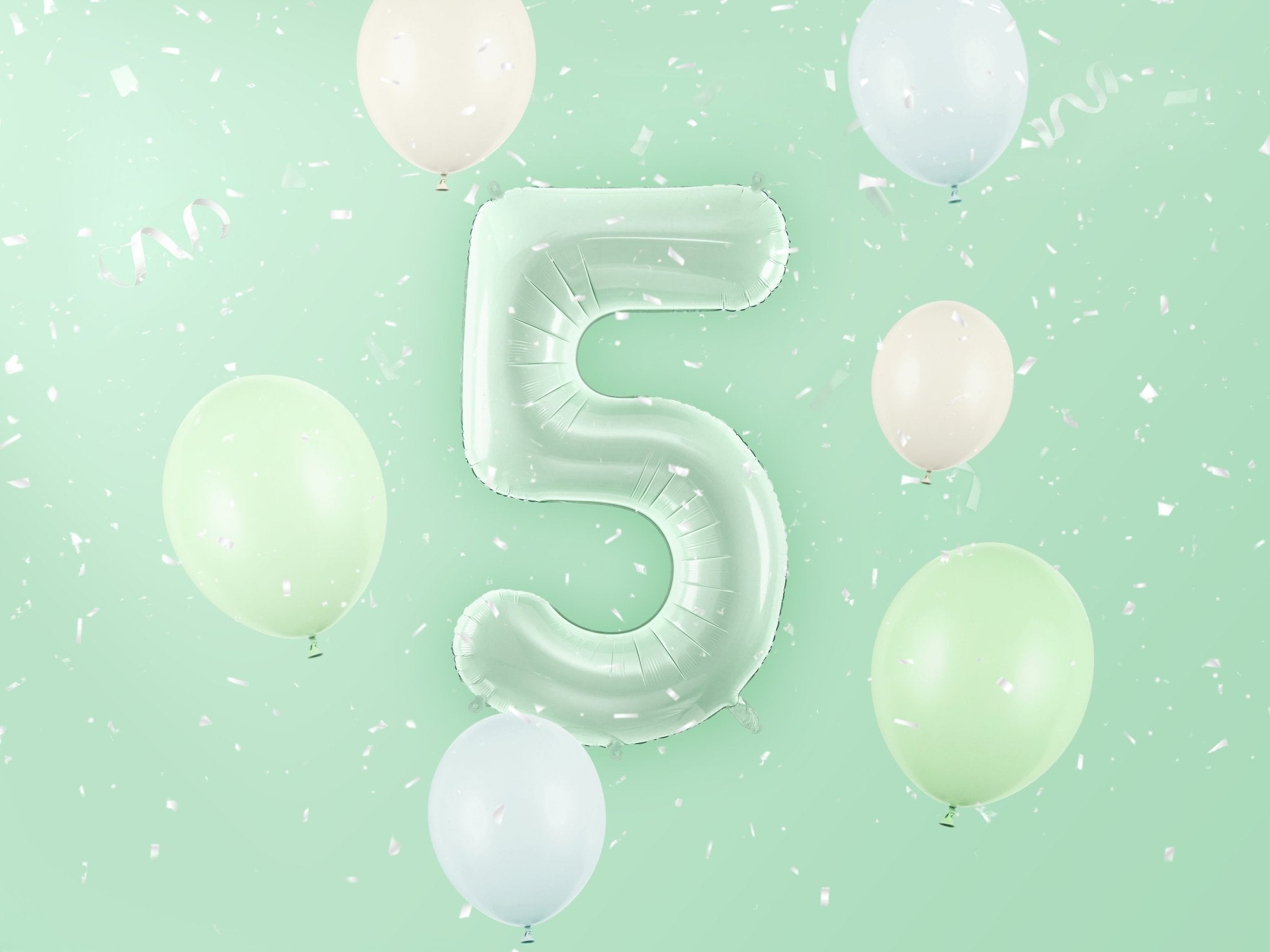 PartyDeco Folinis balionas skaičius „5" 72cm - Green - Uogų kopos