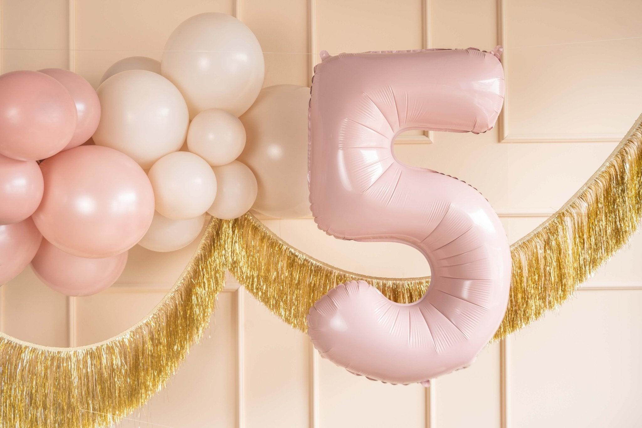 PartyDeco Folinis balionas skaičius „5" 72cm - Light Pink - Uogų kopos