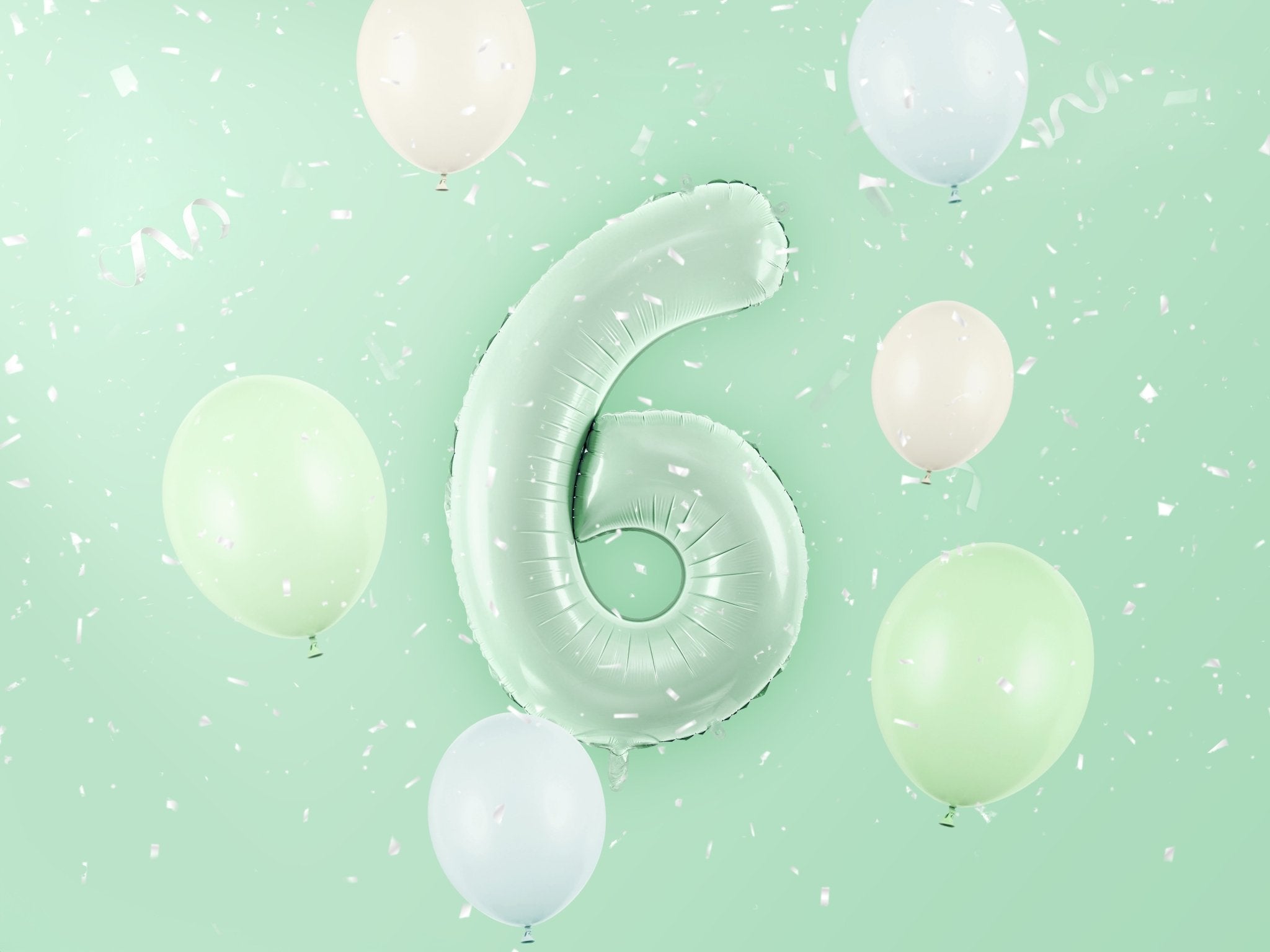 PartyDeco Folinis balionas skaičius „6" 72cm - Green - Uogų kopos