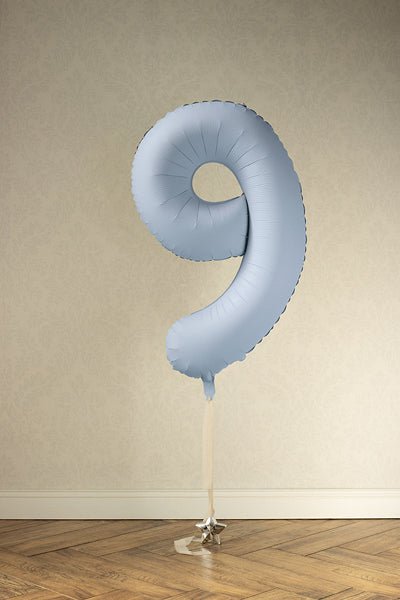 PartyDeco Folinis balionas „Skaičius 9“, 86 cm - Mėlynas - Uogų kopos