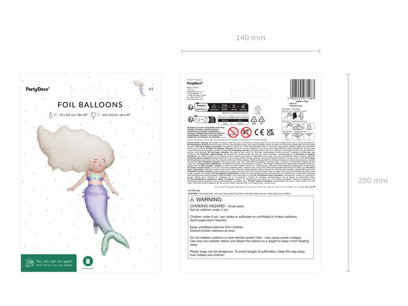 PartyDeco Folinis balionas „Undinėlė“ 67 x 110 cm - Uogų kopos