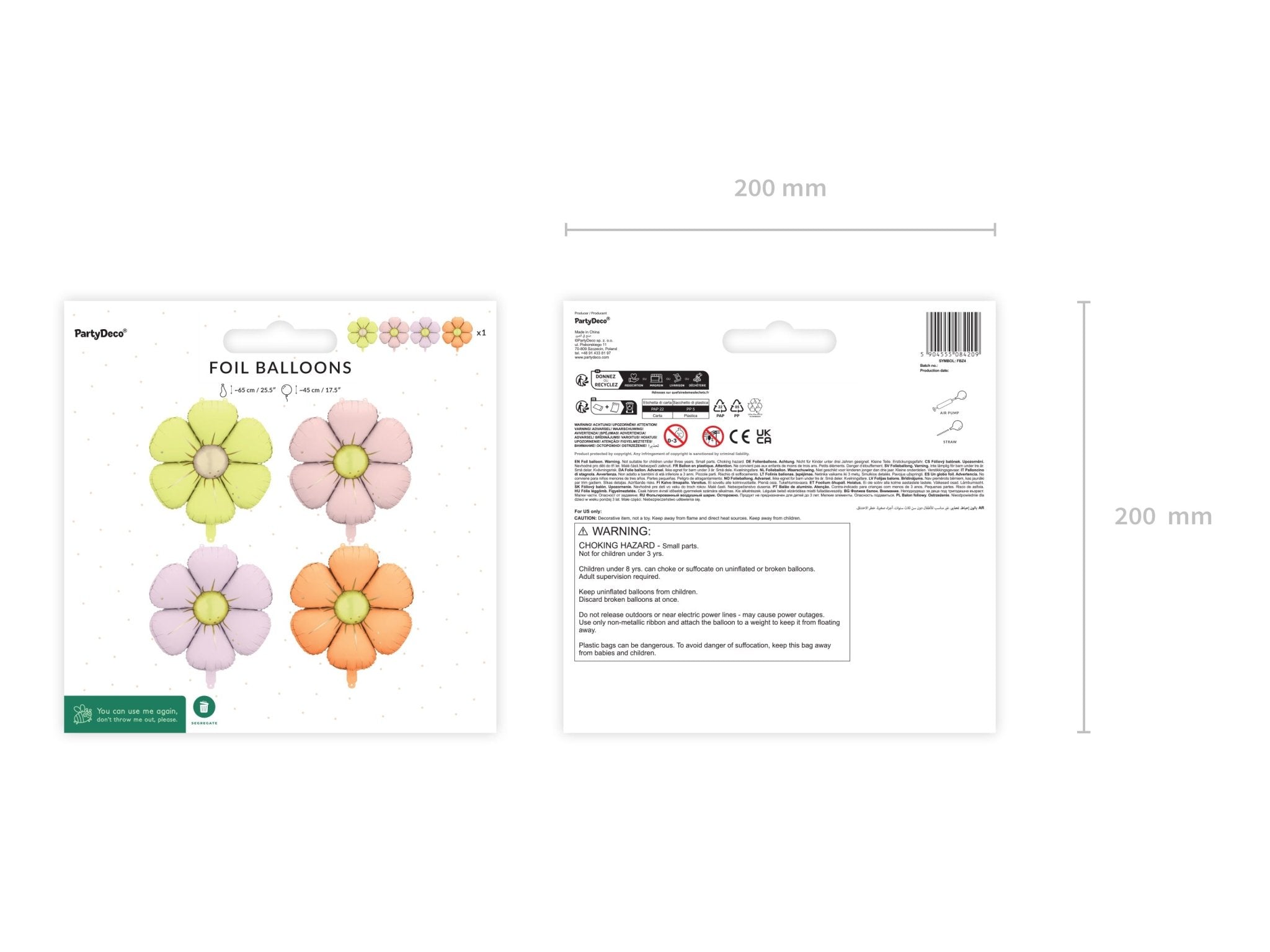 PartyDeco Folinių balionų girlianda „Ramunės“, 65 cm - Uogų kopos