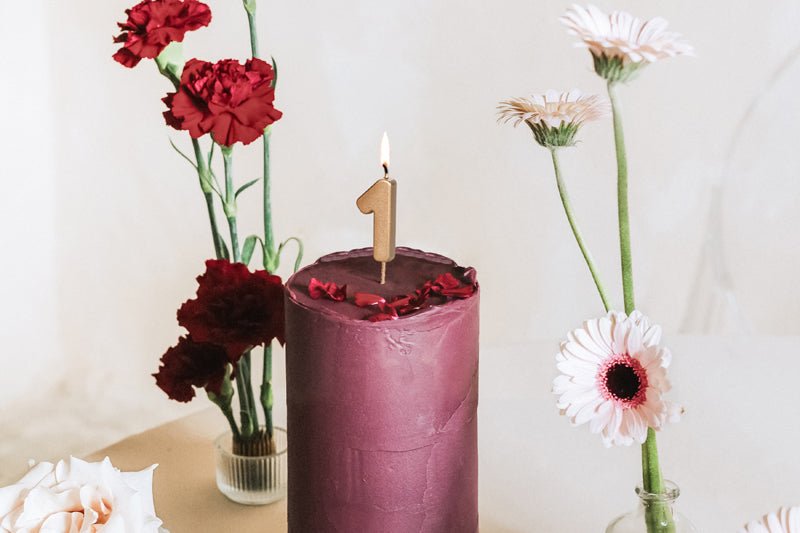 Uogų kopos Gimtadienio žvakutė skaičius 1 - Aukso spalvos, 4.5 cm - Uogų kopos