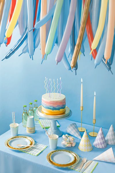 Uogų kopos Gimtadienio žvakutės - garbanotos, 14 cm - Spalvotos - Uogų kopos