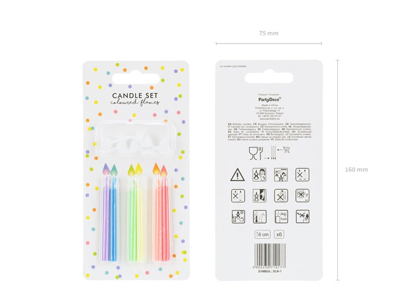 PartyDeco imtadienio žvakutės su spalvotomis liepsnelėmis - Uogų kopos