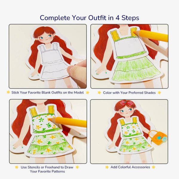 Mideer Kūrybinis drabužių dizaino rinkinys – Miela mergaitė - Uogų kopos