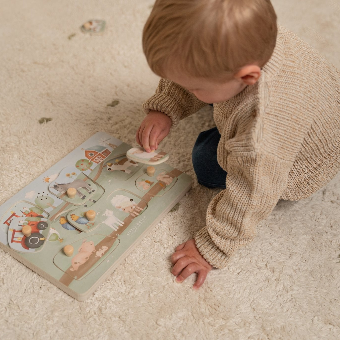 Little Dutch Medinė dėlionė su garsu „Little Farm" - Uogų kopos