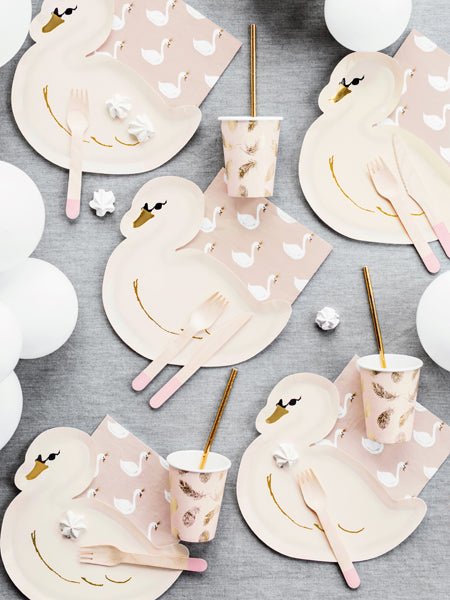 PartyDeco Mediniai stalo įrankiai su rožinės spalvos raštu, 16 cm, 18 vnt. - Uogų kopos