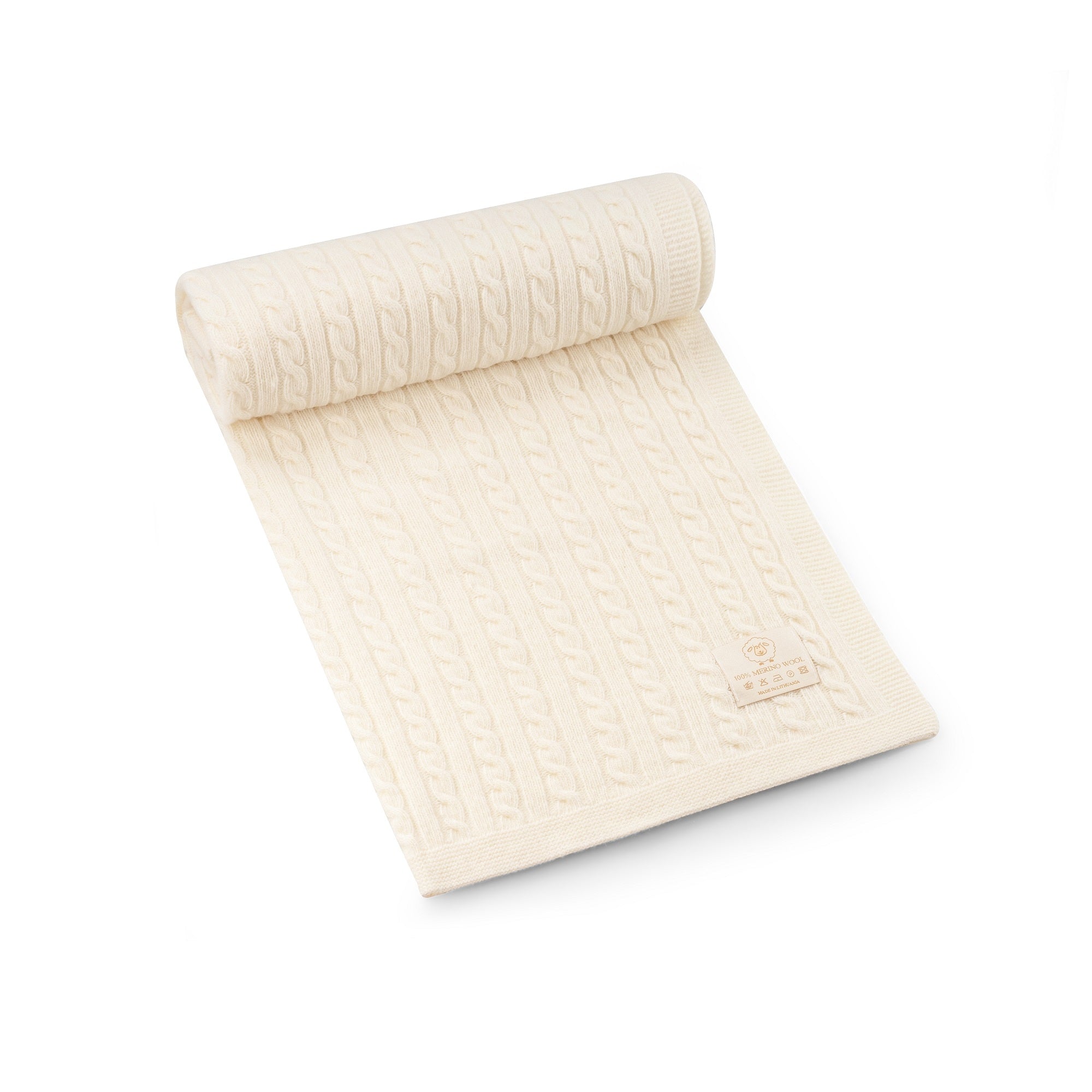 Vilaurita Merino vilnos pledukas "Juostelės" 80x100cm - Uogų kopos