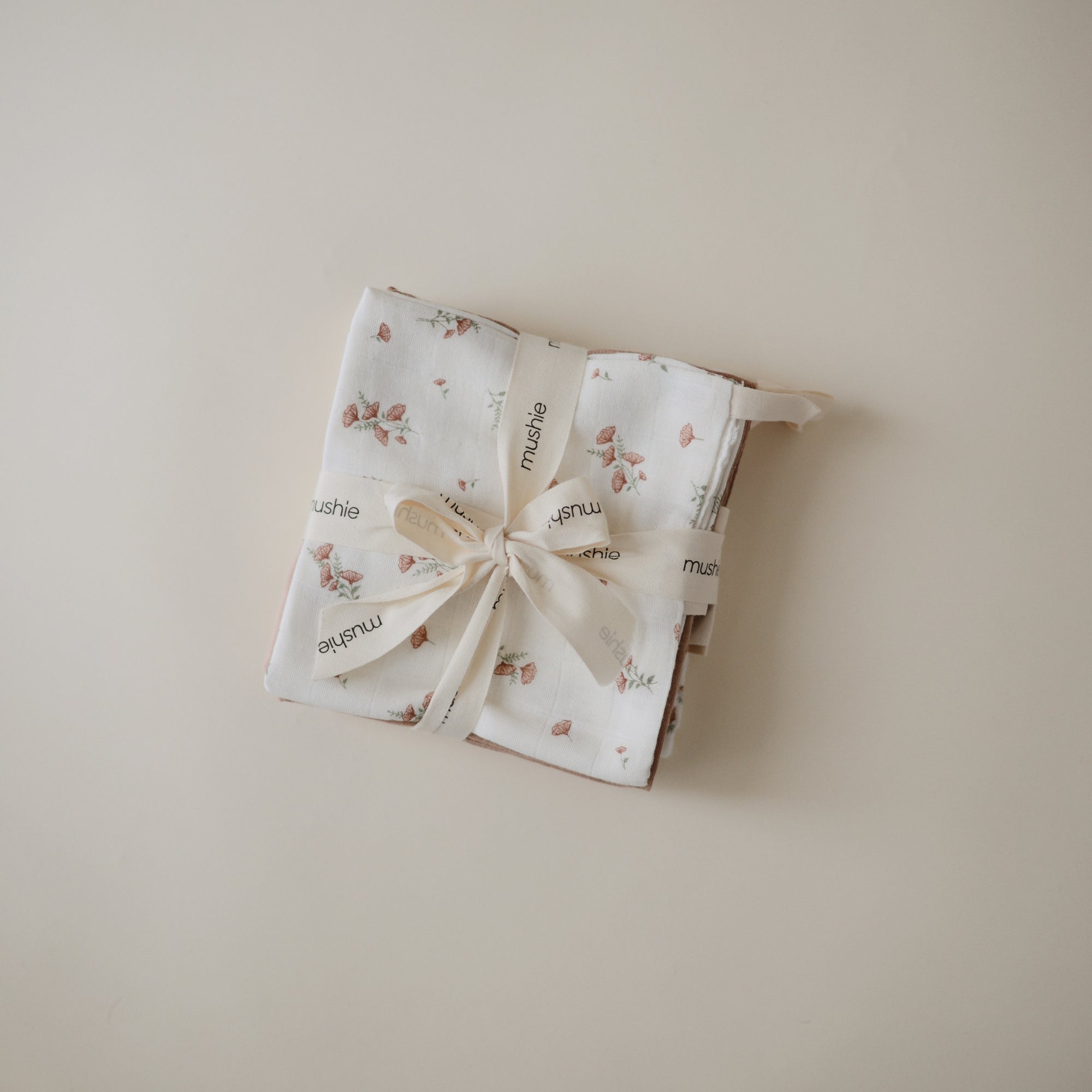 Mushie Muslino medvilnės prausimosi merliukai 5vnt. - Rožinės gėlės - Uogų kopos