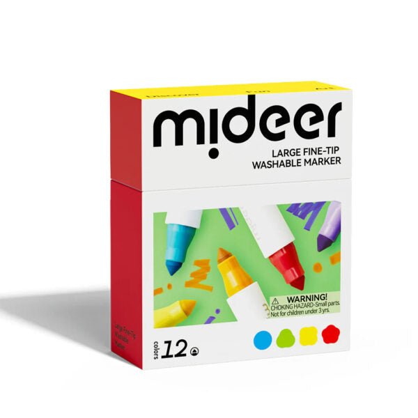 Mideer Nuplaunami markeriai flomasteriai – 12 Spalvų - Uogų kopos