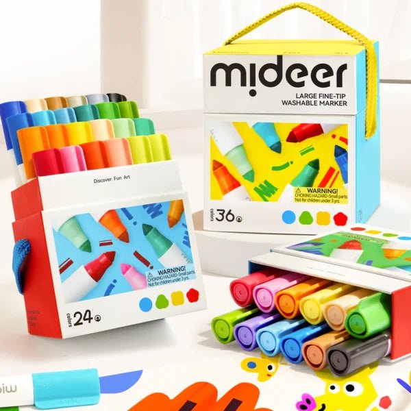 Mideer Nuplaunami markeriai flomasteriai – 36 Spalvos - Uogų kopos