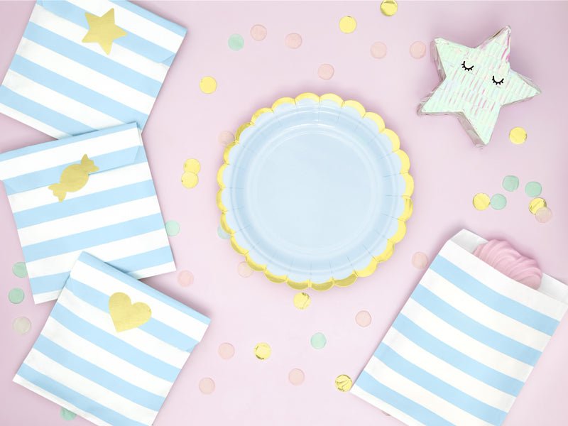 PartyDeco Popierinės lėkštutės 18 cm - Mėlyna - Uogų kopos