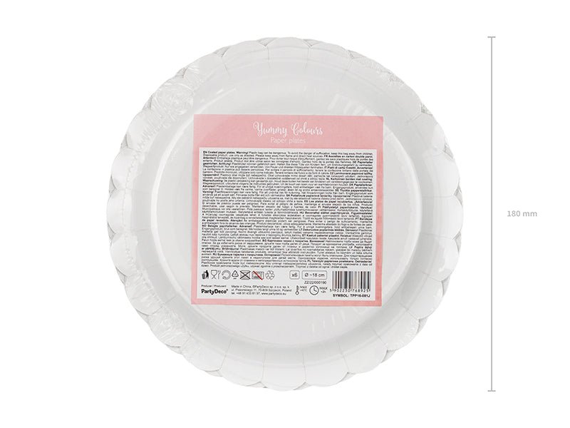 PartyDeco Popierinės lėkštutės 18 cm - Rožinė - Uogų kopos