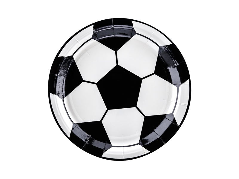 PartyDeco Popierinės lėkštutės „Futbolas“, 18 cm - Uogų kopos