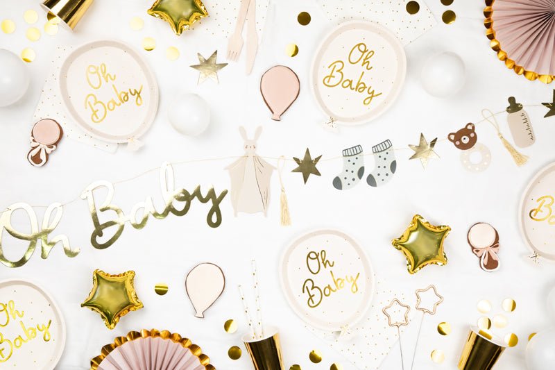 PartyDeco Popierinės lėkštutės „Oh Baby“, 17,5 x 22 cm - Uogų kopos