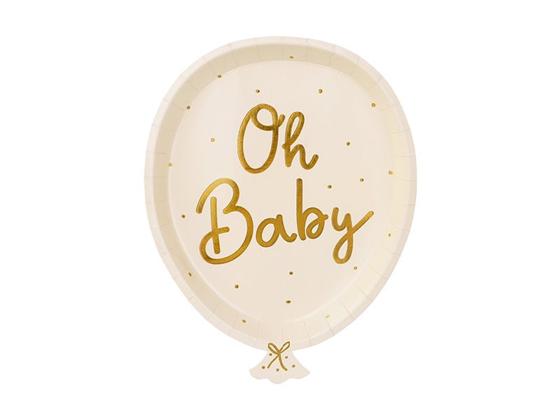 PartyDeco Popierinės lėkštutės „Oh Baby“, 17,5 x 22 cm - Uogų kopos