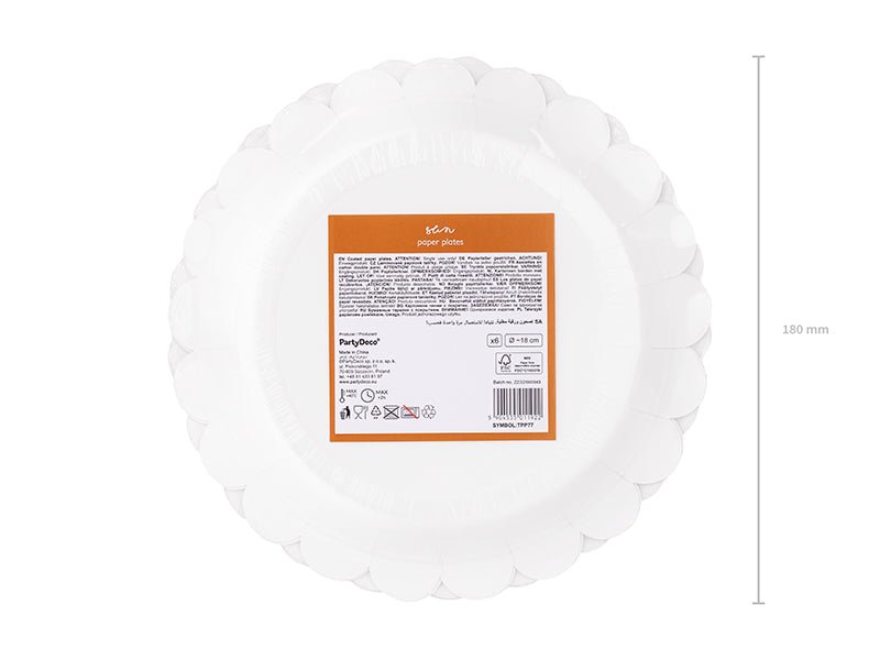 PartyDeco Popierinės lėkštutės „Saulė“, 18 cm - Uogų kopos