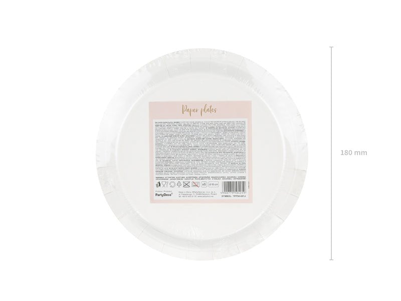 PartyDeco Popierinės lėkštutės „Taškučiai“, 18 cm - Rožinė - Uogų kopos