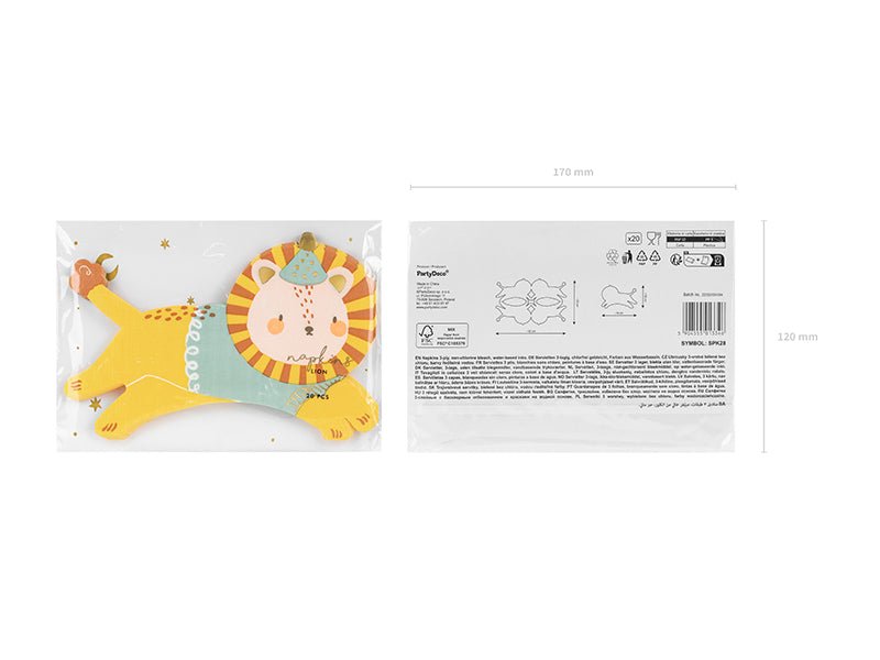 PartyDeco Popierinės servetėlės „Liūtas Leo“, 16 x 10 cm - Uogų kopos