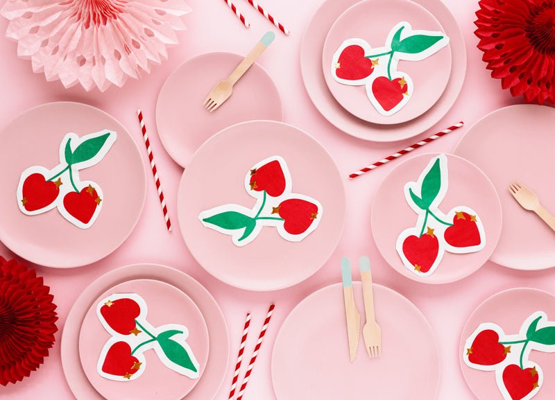 PartyDeco Popierinės servetėlės „Vyšnios“, 13,5 x 16 cm - Uogų kopos